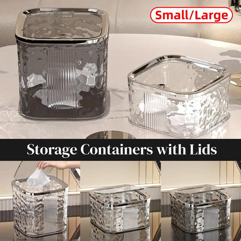 Desktop Mini Trash Can Small Waste Bin Storage Bucket for Office Kitchen Home - Grey-L V528-CAN-BIG-GREY-974716