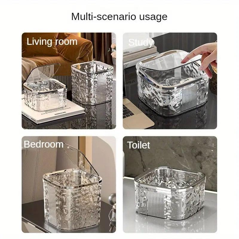 Desktop Mini Trash Can Small Waste Bin Storage Bucket for Office Kitchen Home - Grey-L V528-CAN-BIG-GREY-974716