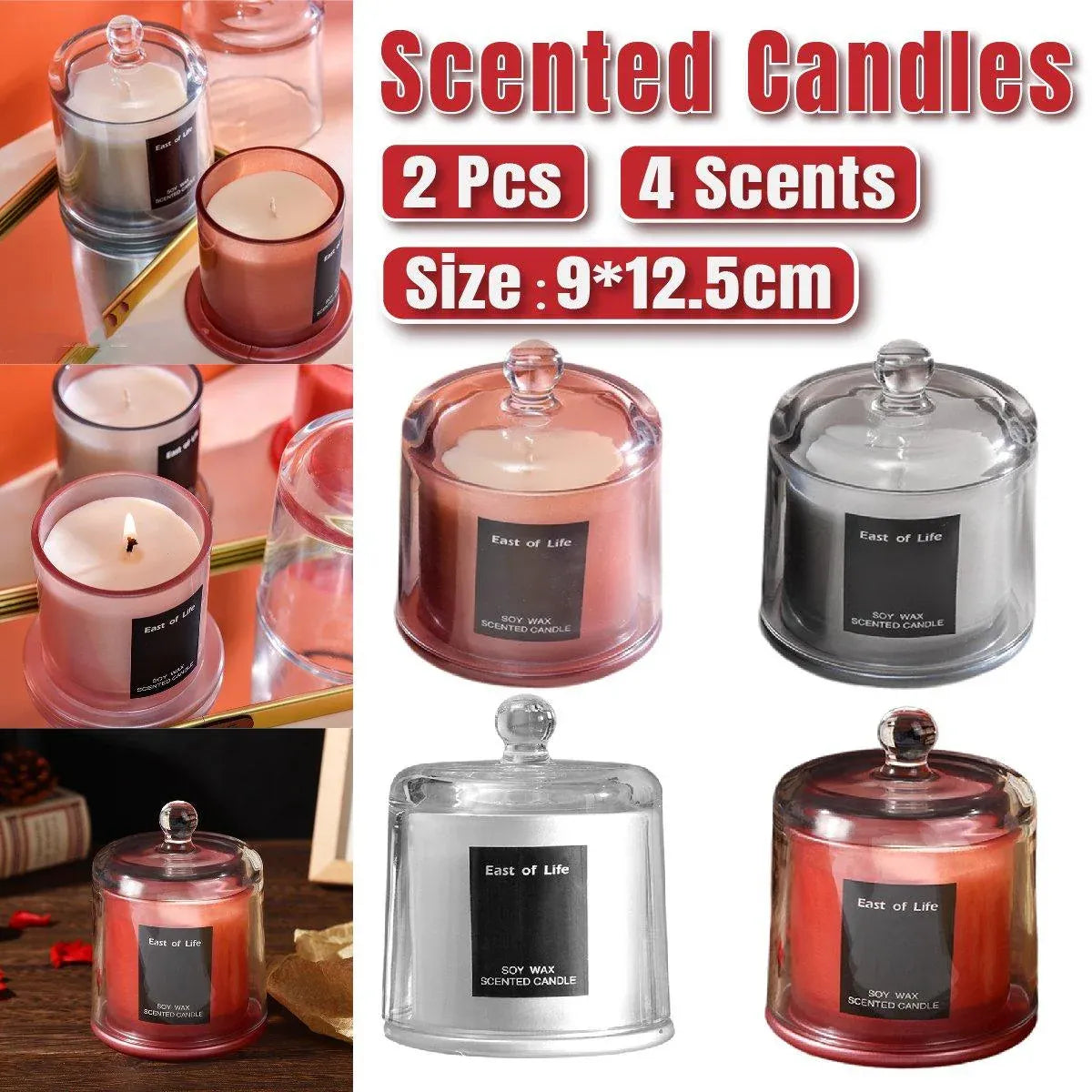 2Pcs Smokeless Glass Aromatherapy Candles Scented Gift Set for Relaxation - Lime Basil V528-CANDLE-LIME-BASIL-2PCS-175679