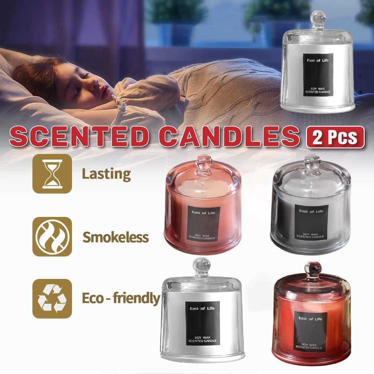 2Pcs Smokeless Glass Aromatherapy Candles Scented Gift Set for Relaxation - Lime Basil V528-CANDLE-LIME-BASIL-2PCS-175679