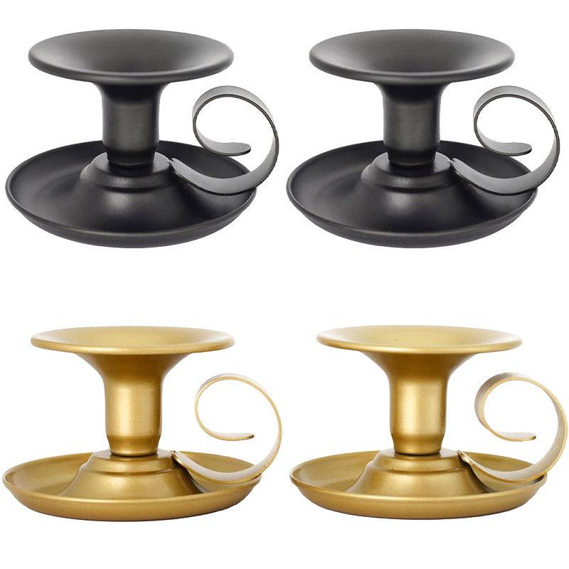 2pcs European Iron Candle Holders for Candlelight Dinner Decorative Lighting - Gold V528-CANDLESTICK-2PCS-GOLD-538758