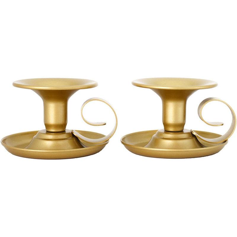 2pcs European Iron Candle Holders for Candlelight Dinner Decorative Lighting - Gold V528-CANDLESTICK-2PCS-GOLD-538758