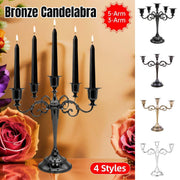 3/5 Arms Alloy Candle Holder Stand Candlesticks Candelabra Wedding Home Decor - 3-Bronze V528-CANDLESTICK-3-TS-420416
