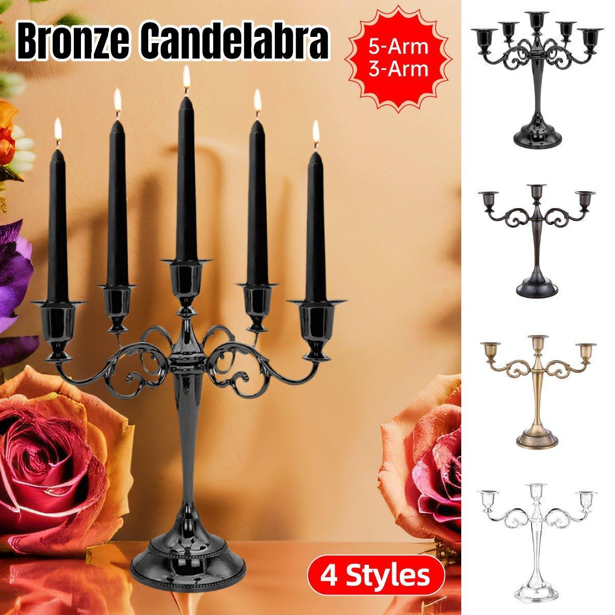 3/5 Arms Alloy Candle Holder Stand Candlesticks Candelabra Wedding Home Decor - 3-Bronze V528-CANDLESTICK-3-TS-420416