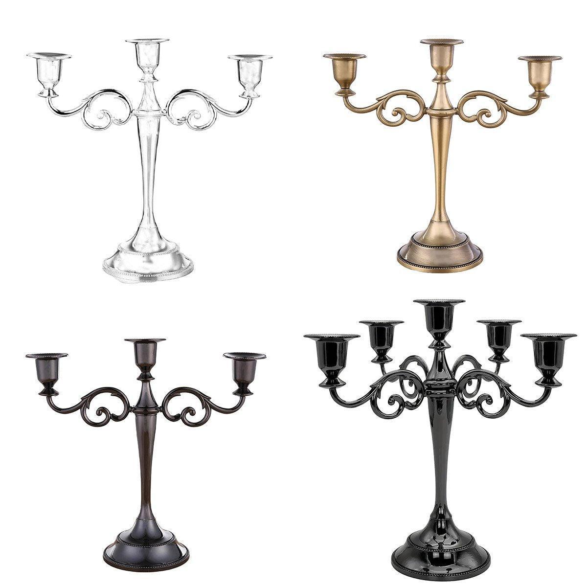 3/5 Arms Alloy Candle Holder Stand Candlesticks Candelabra Wedding Home Decor - 3-Bronze V528-CANDLESTICK-3-TS-420416