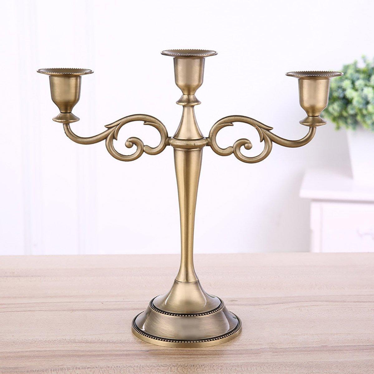 3/5 Arms Alloy Candle Holder Stand Candlesticks Candelabra Wedding Home Decor - 3-Bronze V528-CANDLESTICK-3-TS-420416