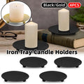 4pcs Iron Plate Candle Holder Aroma Base Tray for Decorative Candle Stand Set - Black V528-CANDLESTICK-4PCS-BLACK-971256