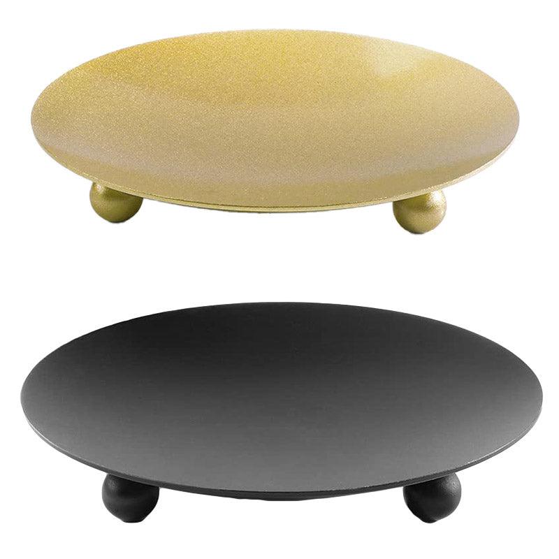4pcs Iron Plate Candle Holder Aroma Base Tray for Decorative Candle Stand Set - Black V528-CANDLESTICK-4PCS-BLACK-971256