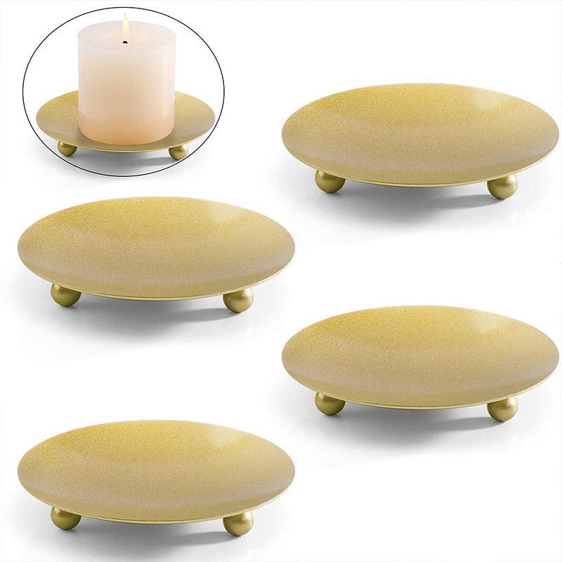 4pcs Iron Plate Candle Holder Aroma Base Tray for Decorative Candle Stand Set - Black V528-CANDLESTICK-4PCS-BLACK-971256