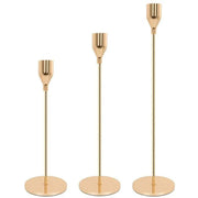 Set of 3 Decorative Candlestick Holder Candle Stand for Wedding / Dinner / Party - French Gold V528-CANDLESTICK-FRECH-GOLD-847645