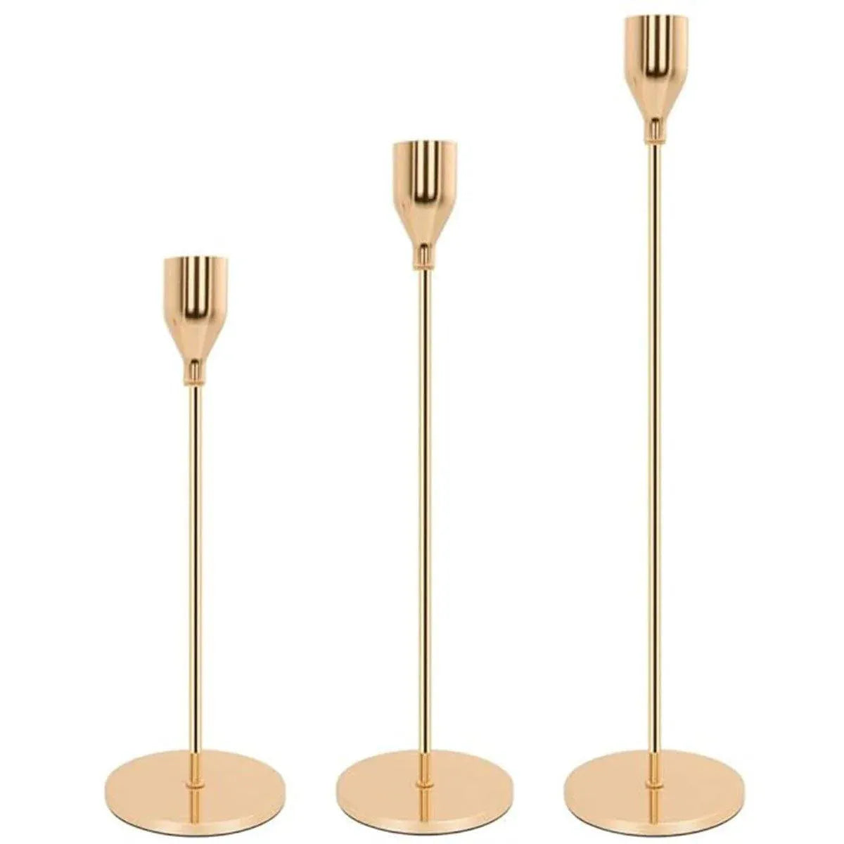 Set of 3 Decorative Candlestick Holder Candle Stand for Wedding / Dinner / Party - French Gold V528-CANDLESTICK-FRECH-GOLD-847645