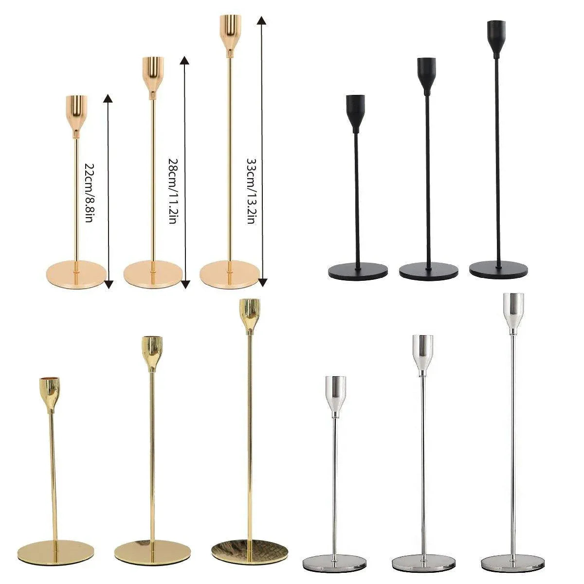 Set of 3 Decorative Candlestick Holder Candle Stand for Wedding / Dinner / Party - French Gold V528-CANDLESTICK-FRECH-GOLD-847645