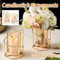 Wrought Iron Candle Holder Romantic Candlestick Ornament Dinner Table Decor Prop - S V528-CANDLESTICK-GOLDEN-S-795168