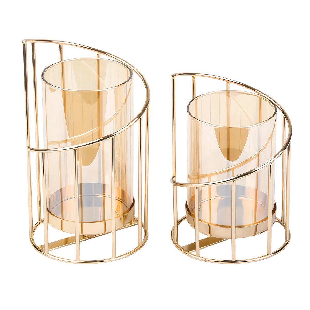 Wrought Iron Candle Holder Romantic Candlestick Ornament Dinner Table Decor Prop - S V528-CANDLESTICK-GOLDEN-S-795168