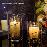 Wrought Iron Candle Holder Romantic Candlestick Ornament Dinner Table Decor Prop - S V528-CANDLESTICK-GOLDEN-S-795168