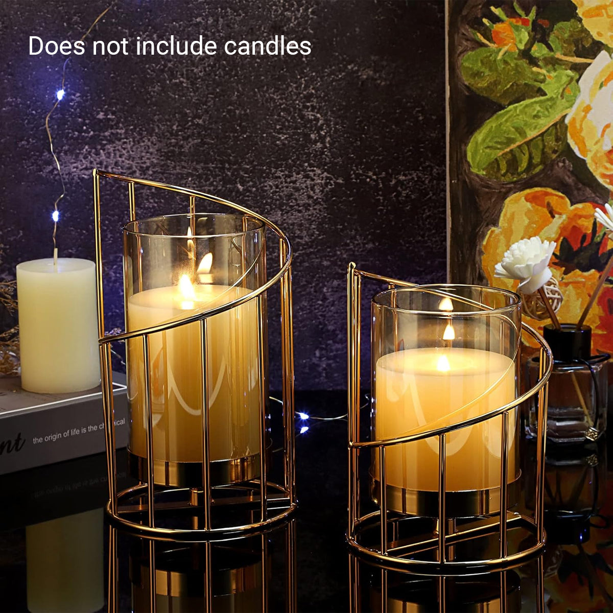 Wrought Iron Candle Holder Romantic Candlestick Ornament Dinner Table Decor Prop - S V528-CANDLESTICK-GOLDEN-S-795168