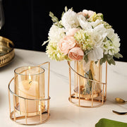 Wrought Iron Candle Holder Romantic Candlestick Ornament Dinner Table Decor Prop - S V528-CANDLESTICK-GOLDEN-S-795168