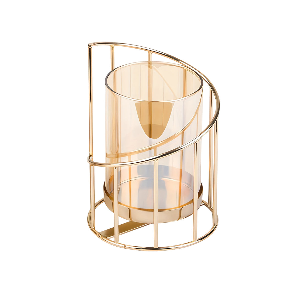Wrought Iron Candle Holder Romantic Candlestick Ornament Dinner Table Decor Prop - S V528-CANDLESTICK-GOLDEN-S-795168
