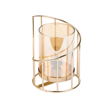 Wrought Iron Candle Holder Romantic Candlestick Ornament Dinner Table Decor Prop - S V528-CANDLESTICK-GOLDEN-S-795168