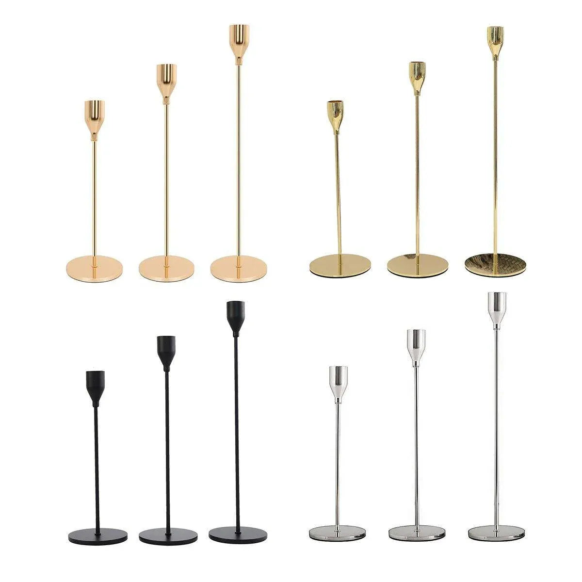 Set of 3 Decorative Candlestick Holder Candle Stand for Wedding / Dinner / Party - Gold V528-CANDLESTICKS-GOLD-110474