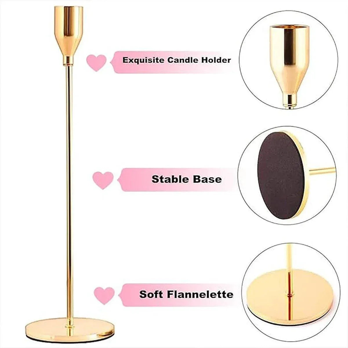 Set of 3 Decorative Candlestick Holder Candle Stand for Wedding / Dinner / Party - Gold V528-CANDLESTICKS-GOLD-110474