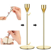 Set of 3 Decorative Candlestick Holder Candle Stand for Wedding / Dinner / Party - Gold V528-CANDLESTICKS-GOLD-110474