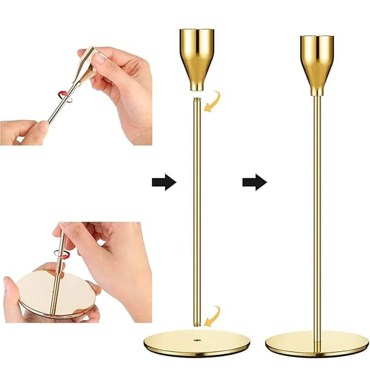 Set of 3 Decorative Candlestick Holder Candle Stand for Wedding / Dinner / Party - Gold V528-CANDLESTICKS-GOLD-110474