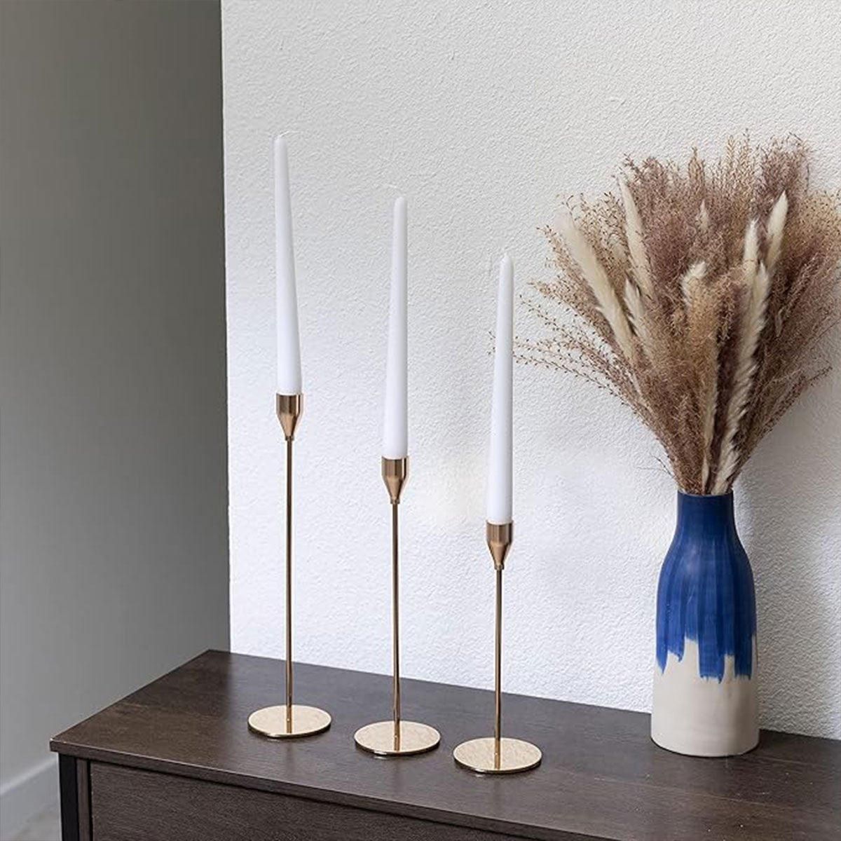 Set of 3 Decorative Candlestick Holder Candle Stand for Wedding / Dinner / Party - Gold V528-CANDLESTICKS-GOLD-110474