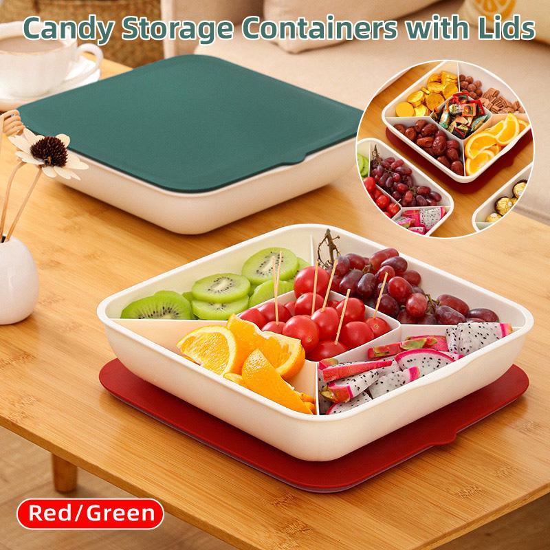 Plastic Fruit Plate Candy Box Dried Fruit Storage Box Snacks Nuts Tray Holder - Green V528-CANDY-BOX-GREEN-695125