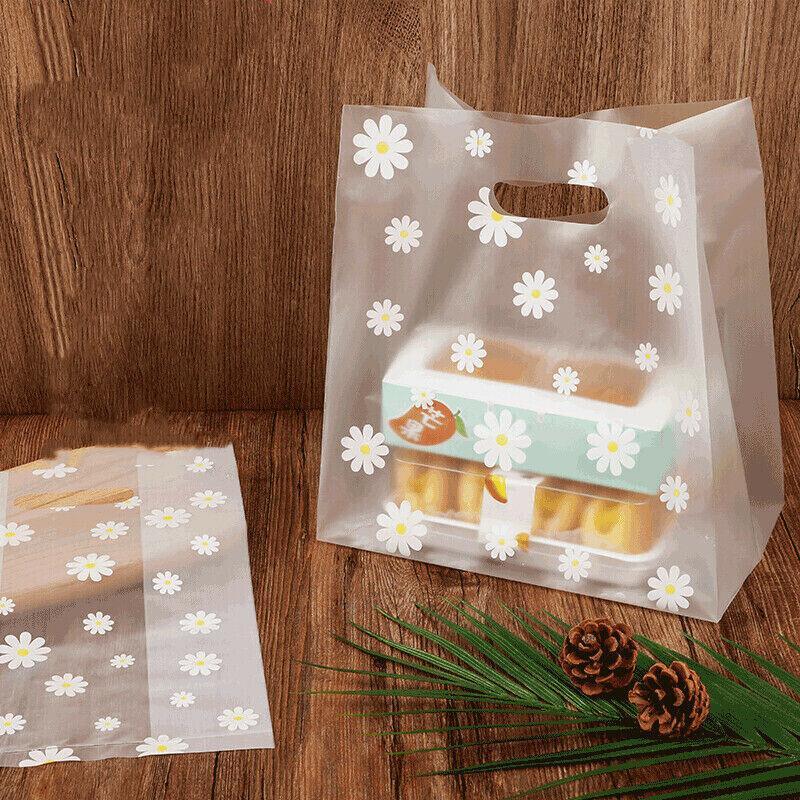 100Pcs Clear Daisy Cookie Bags with Handle - Party Candy Packaging - Daisy V528-CANDYBAG-DAISY-847175