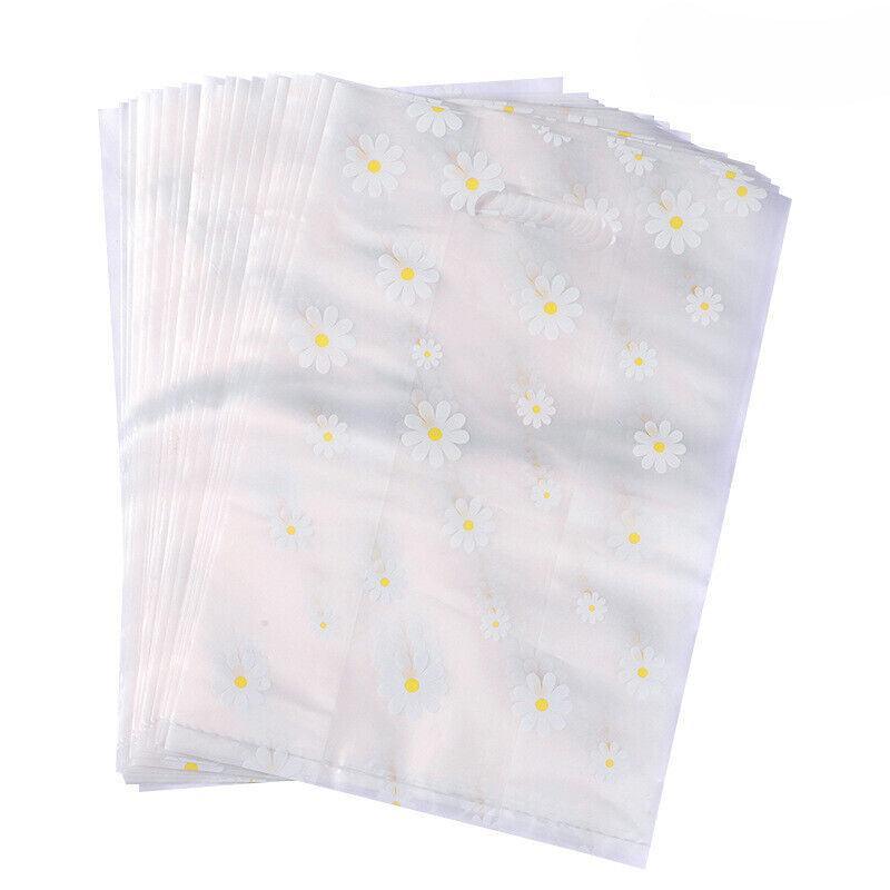 100Pcs Clear Daisy Cookie Bags with Handle - Party Candy Packaging - Daisy V528-CANDYBAG-DAISY-847175
