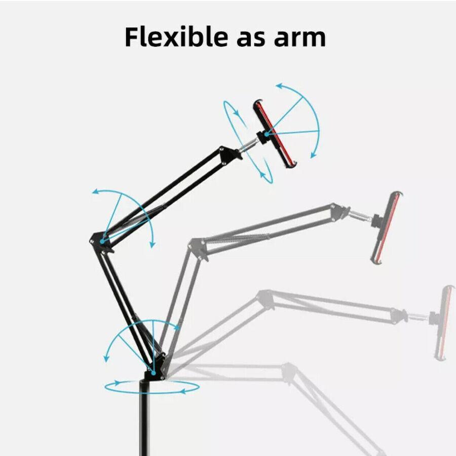 Hands Free Floor Stand Adjustable Bed Clip Holder For Tablet iPad iPhone Switch - 175cm White(Floor V528-CANTILEVERSTAND-175CM-WHITE-58419