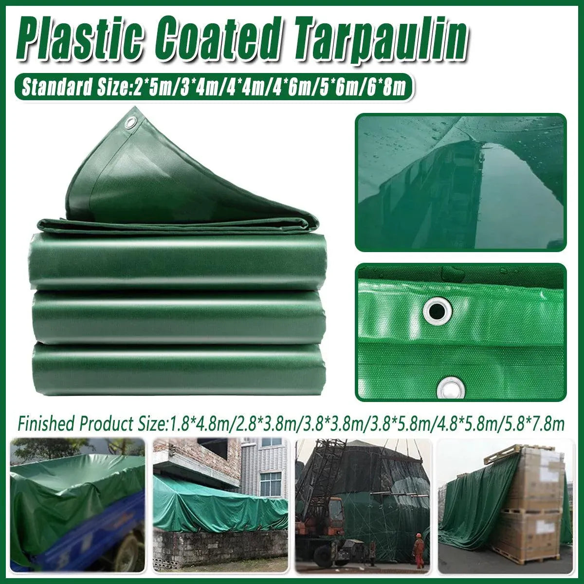 Heavy Duty Waterproof Canvas Tarp Tarpaulin Sun Block Dustproof Army Shelter - 3x4m(2.8x3.8m) V528-CANVAS-3-4M-634857
