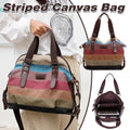 Rainbow Stripe Canvas Bag Patchwork Tote Bag Fashion Handbag Women Shoulder Bag V528-CANVAS-BAG-305884