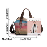 Rainbow Stripe Canvas Bag Patchwork Tote Bag Fashion Handbag Women Shoulder Bag V528-CANVAS-BAG-305884