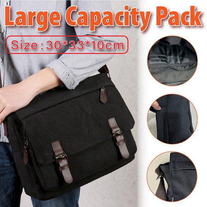 Canvas Messenger Shoulder Bag Large Capacity Crossbody Travel Work Handbag V528-CANVAS-BAG-BLACK-904884
