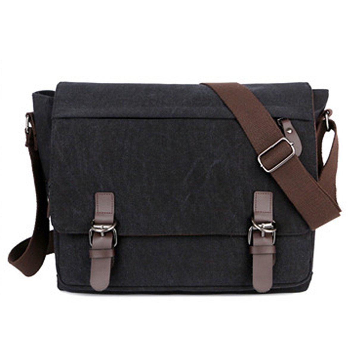 Canvas Messenger Shoulder Bag Large Capacity Crossbody Travel Work Handbag V528-CANVAS-BAG-BLACK-904884