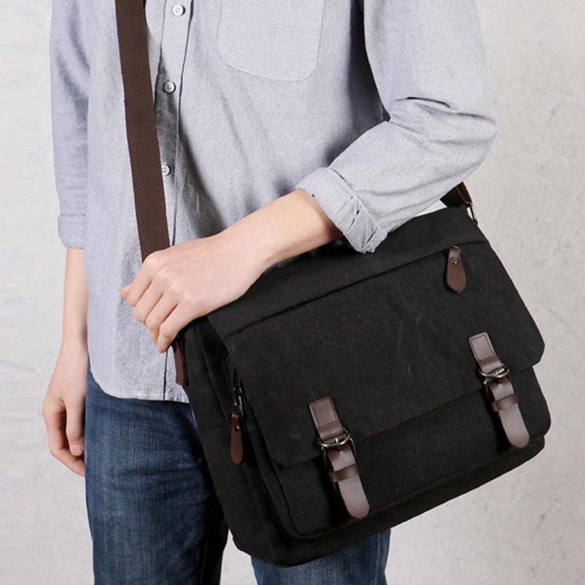 Canvas Messenger Shoulder Bag Large Capacity Crossbody Travel Work Handbag V528-CANVAS-BAG-BLACK-904884