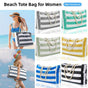 Large Bohemian Striped Canvas Beach Bag Zipper Tote for Travel Outdoor Vacation - Matcha V528-CANVAS-BAG-MATCHA-836954