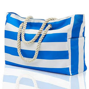 Large Bohemian Striped Canvas Beach Bag Zipper Tote for Travel Outdoor Vacation - Yellow V528-CANVAS-BAG-YELLOW-136702