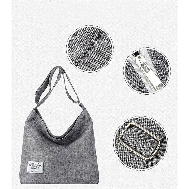 Womens Large Canvas Handbag Ladies Travel Messenger Shoulder Bag Hobo Tote Purse - Black V528-CANVASBAG-BLACK-72592