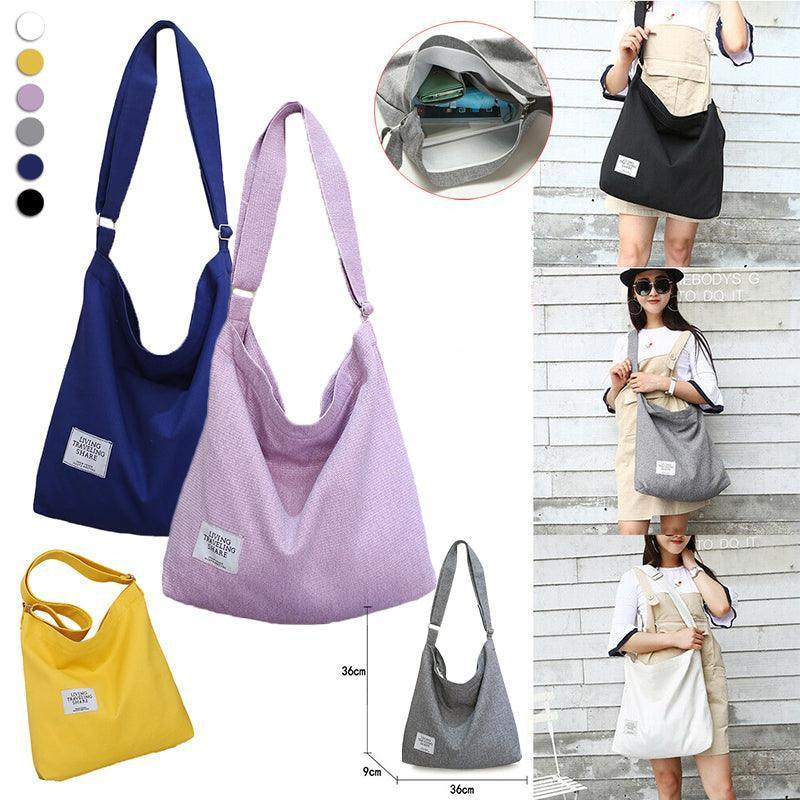 Womens Large Canvas Handbag Ladies Travel Messenger Shoulder Bag Hobo Tote Purse - Light Grey V528-CANVASBAG-LIGHTGREY-91604