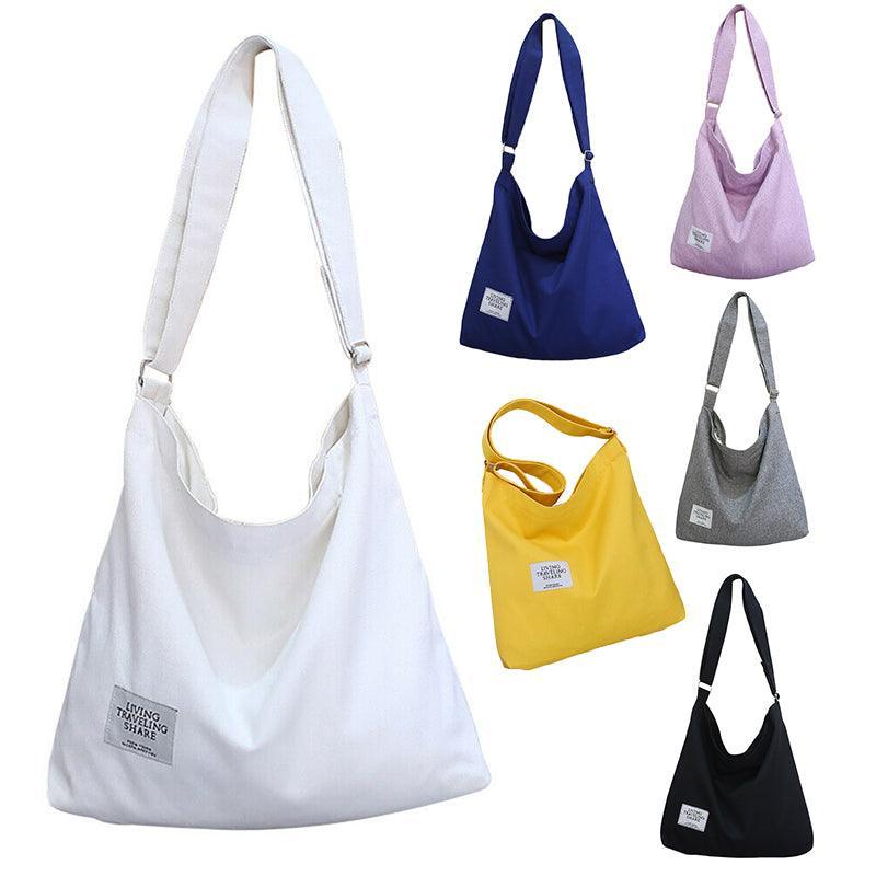Womens Large Canvas Handbag Ladies Travel Messenger Shoulder Bag Hobo Tote Purse - White V528-CANVASBAG-WHITE-23035
