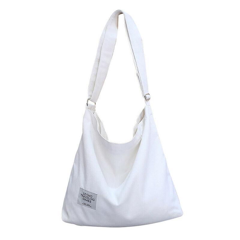 Womens Large Canvas Handbag Ladies Travel Messenger Shoulder Bag Hobo Tote Purse - White V528-CANVASBAG-WHITE-23035