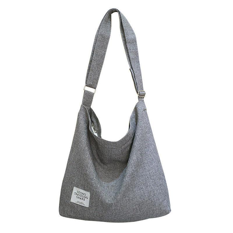 Womens Large Canvas Handbag Ladies Travel Messenger Shoulder Bag Hobo Tote Purse - White V528-CANVASBAG-WHITE-23035