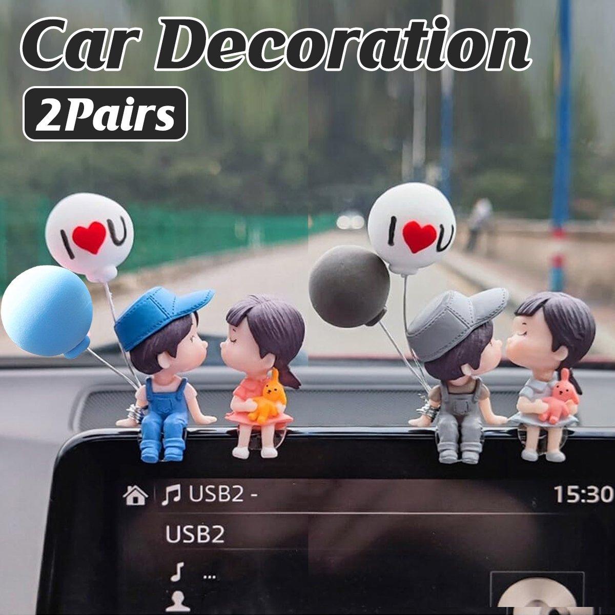 2pairs Cute Couple Car Interior Decorations Desktop Ornaments Car Accessories V528-CAR-DECORATION-4PCS-844296