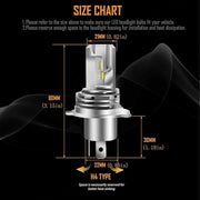 2 Pack H4 LED Headlight Bulbs 6000K White 9600LM High Low Beam Canbus Ready V528-CAR-LIGHTS-2PCS-258800