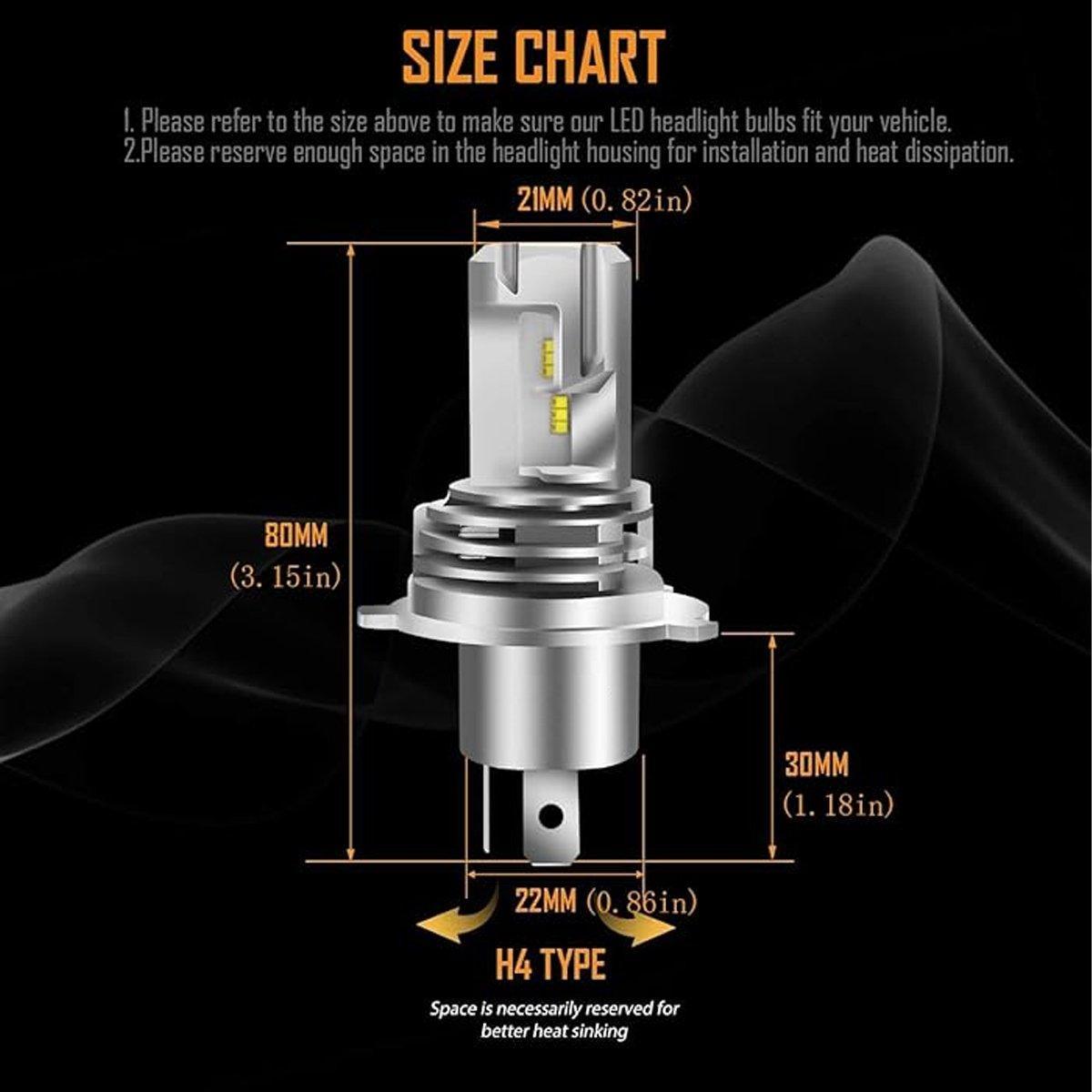 2 Pack H4 LED Headlight Bulbs 6000K White 9600LM High Low Beam Canbus Ready V528-CAR-LIGHTS-2PCS-258800