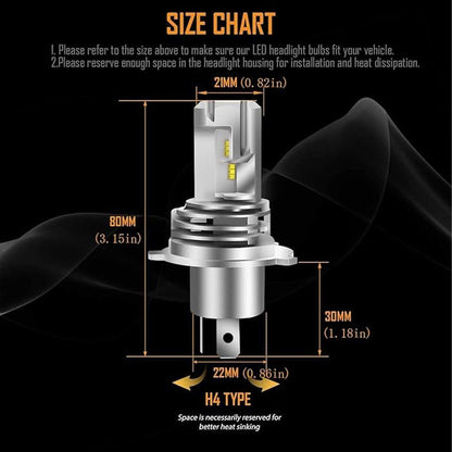 2 Pack H4 LED Headlight Bulbs 6000K White 9600LM High Low Beam Canbus Ready V528-CAR-LIGHTS-2PCS-258800