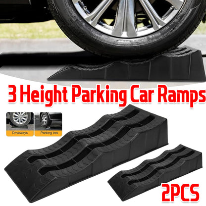2pcs Plastic Three Step Parking Tire Pads for Cars Recreational Vehicles RV V528-CAR-MAT-BLACK-16P-BDB-853230